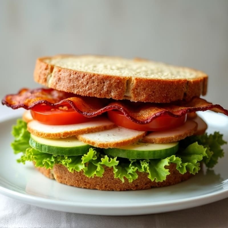 Crispy Bacon, Creamy Avocado, and Fresh Vegetable Whole Grain Sandwich