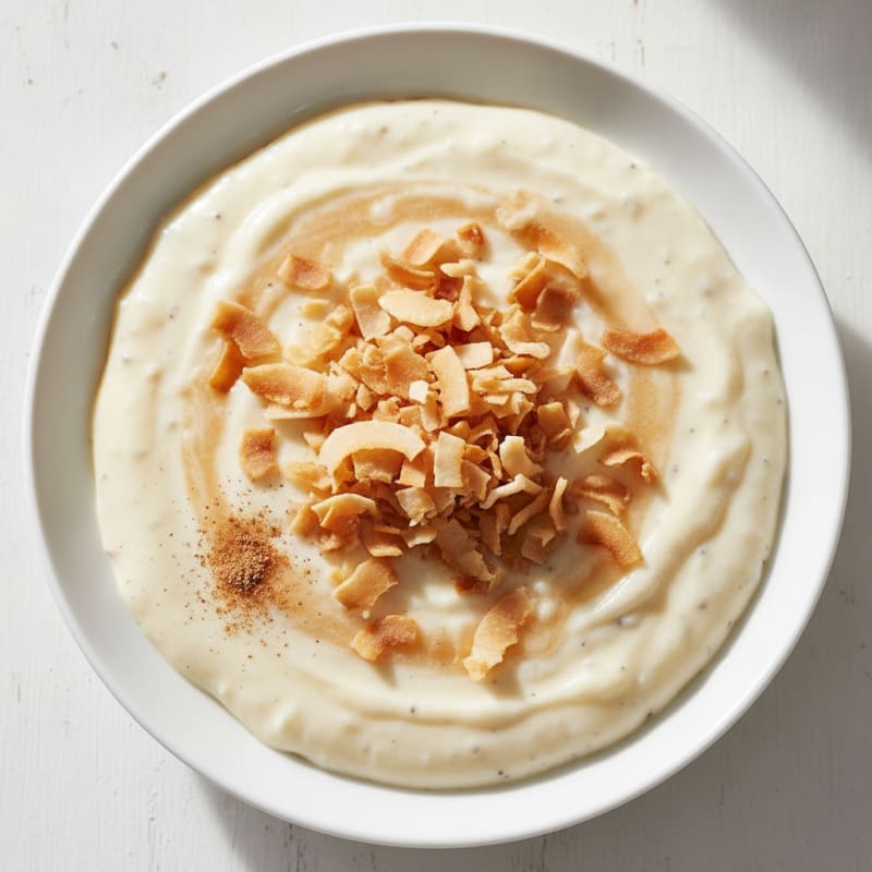 Silky Vanilla Protein Pudding with Toasted Coconut
