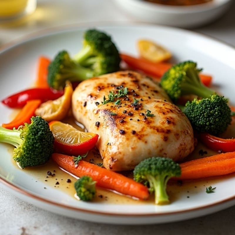 Lemon-Garlic Roasted Chicken with Crispy Roasted Vegetables