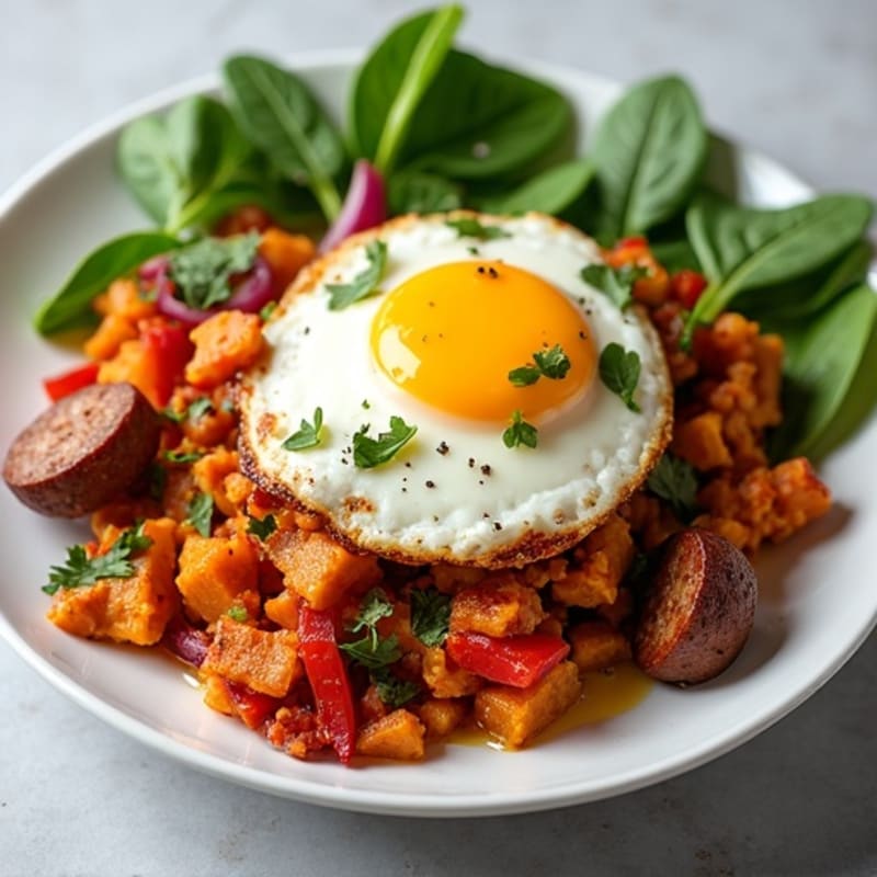 Crispy Sweet Potato and Egg Hash