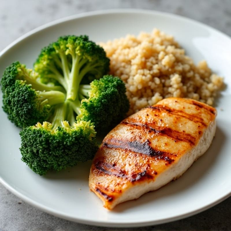 Grilled Chicken Breast with Roasted Broccoli and Quinoa
