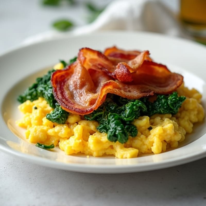 Scrambled Egg Whites with Spinach and Turkey Bacon