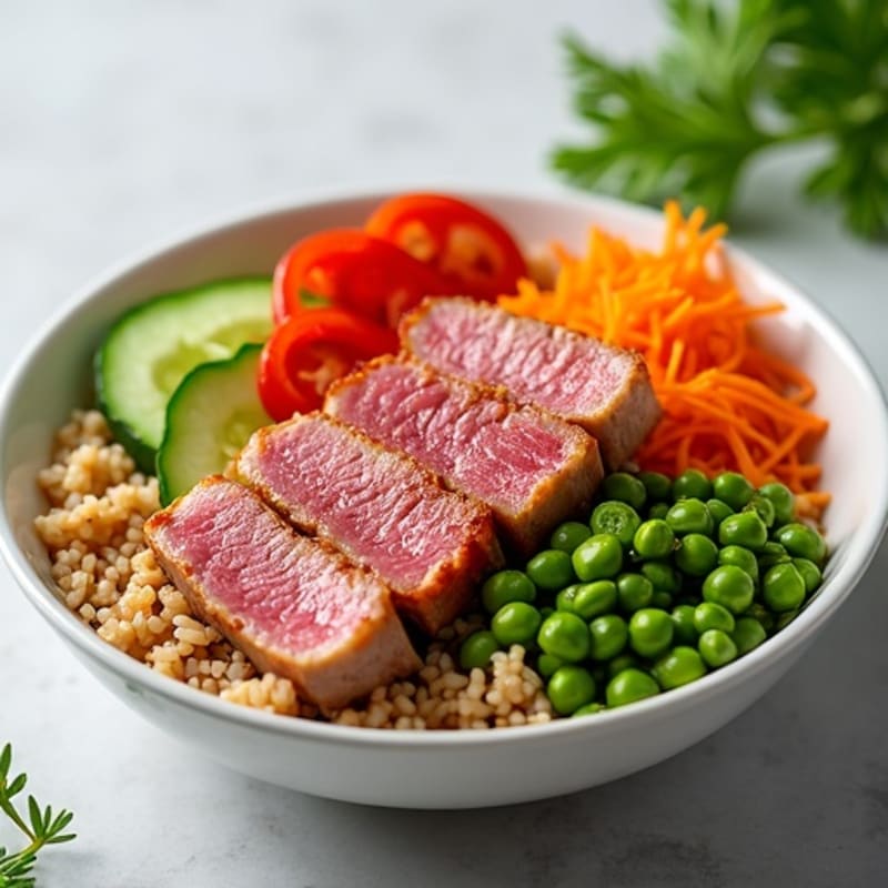 Fresh Ahi Tuna and Crunchy Vegetable Rice Bowl