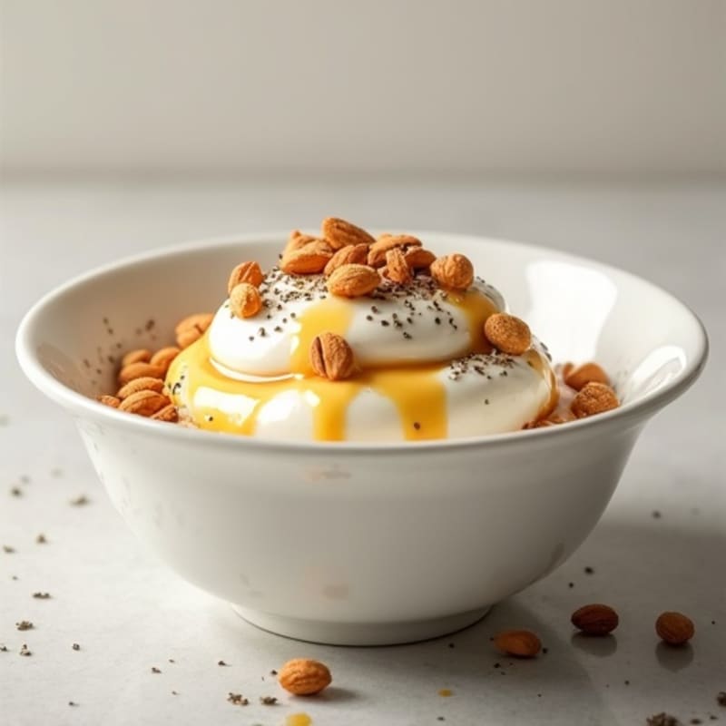 Creamy Vanilla Protein Yogurt with Crushed Almonds