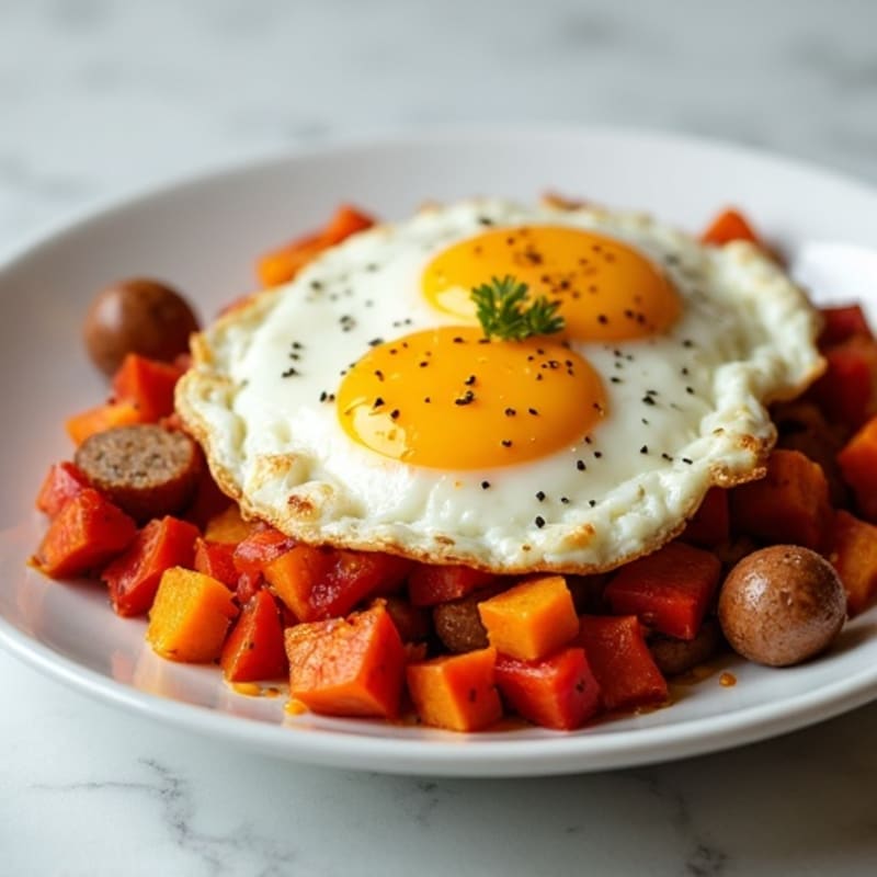 Protein-Packed Sweet Potato Hash with Eggs