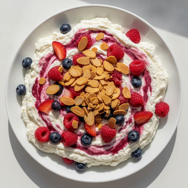 Greek Yogurt Protein Mousse with Mixed Berries