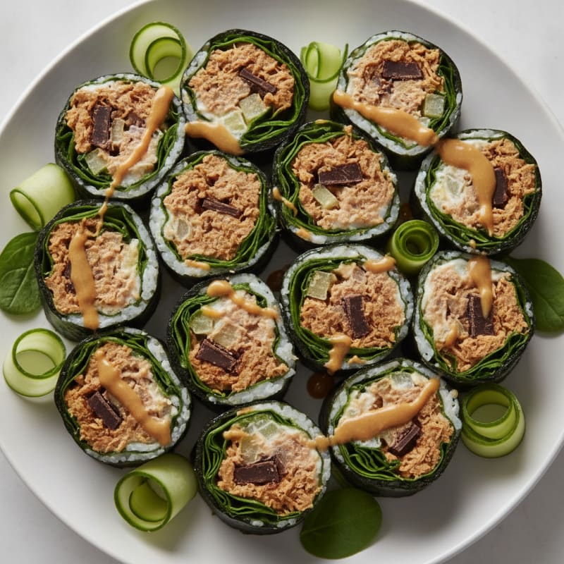 Nori-Wrapped Tuna Salad Rolls with Romaine