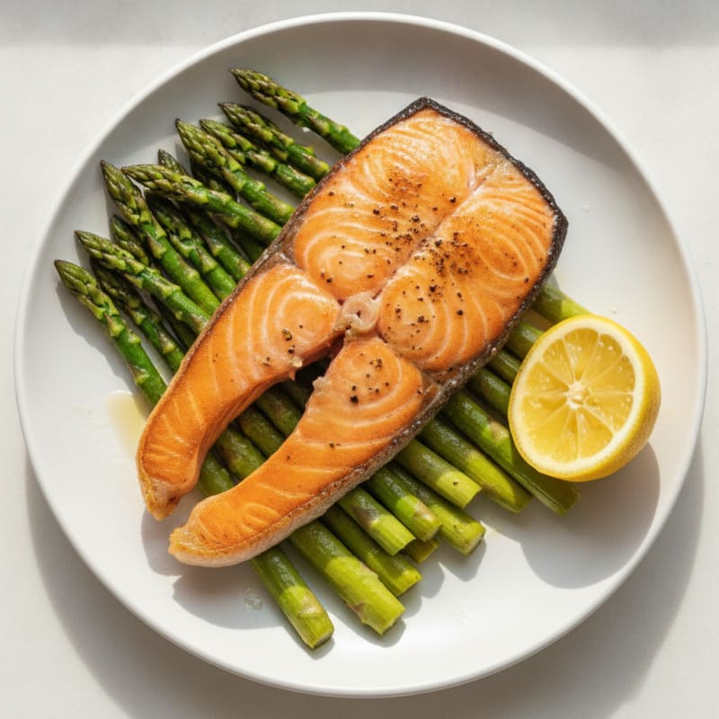 Pan-Seared Salmon with Roasted Asparagus