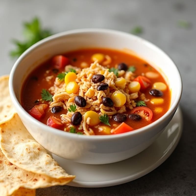 Spicy Shredded Chicken Tortilla Soup