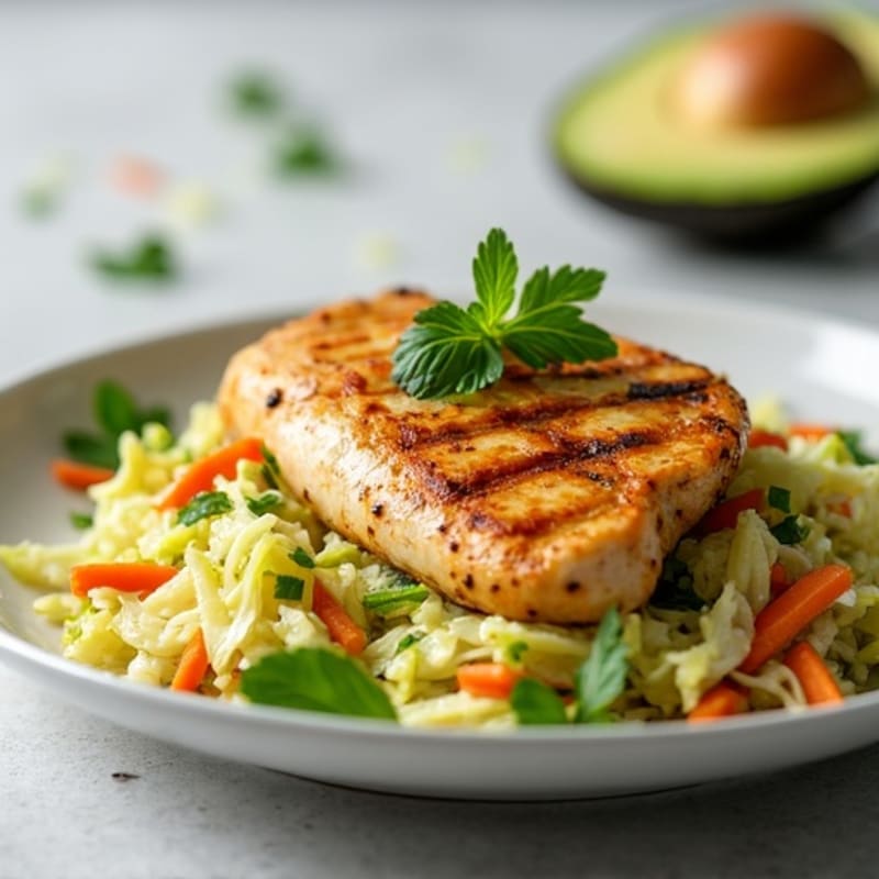 Grilled Chicken Breast with Crunchy Cabbage Slaw