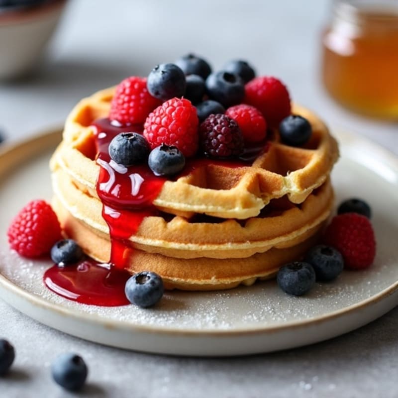 Protein-Packed Almond Flour Waffles with Berry Compote