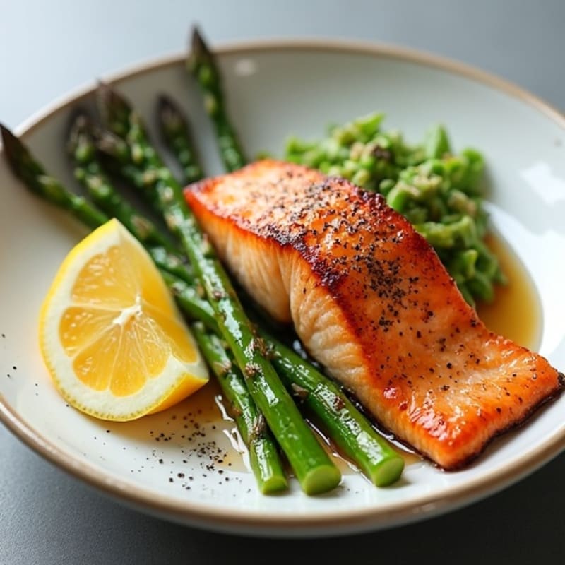 Crispy Pan-Seared Salmon with Roasted Asparagus