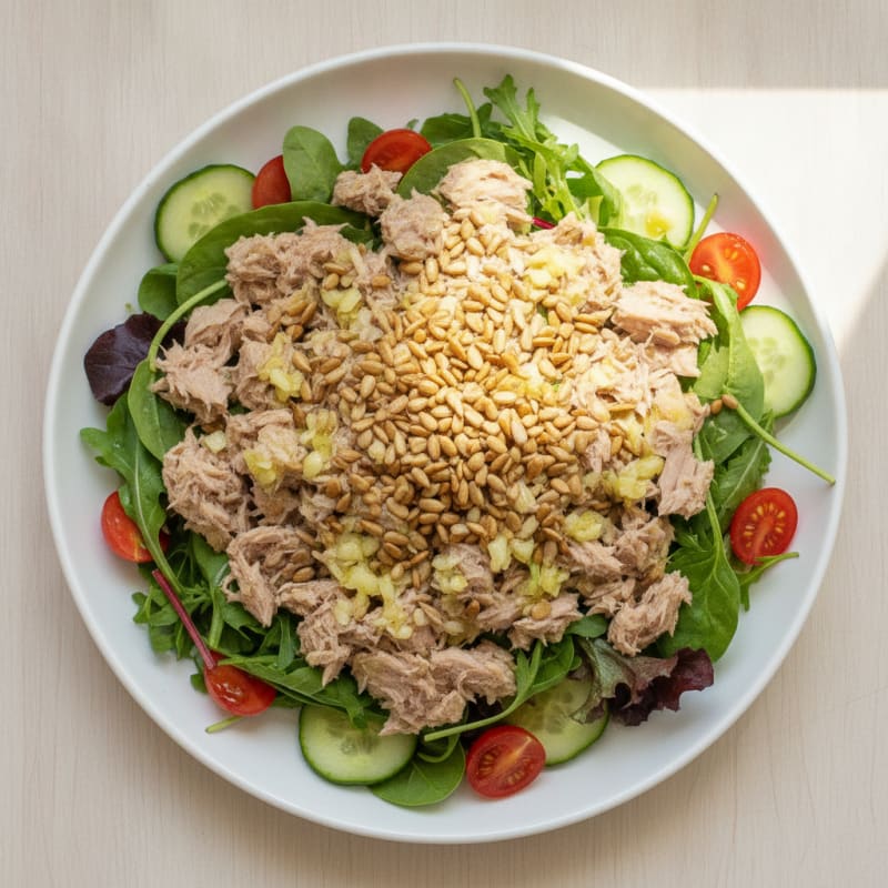 Lemon Garlic Tuna Salad with Mixed Greens
