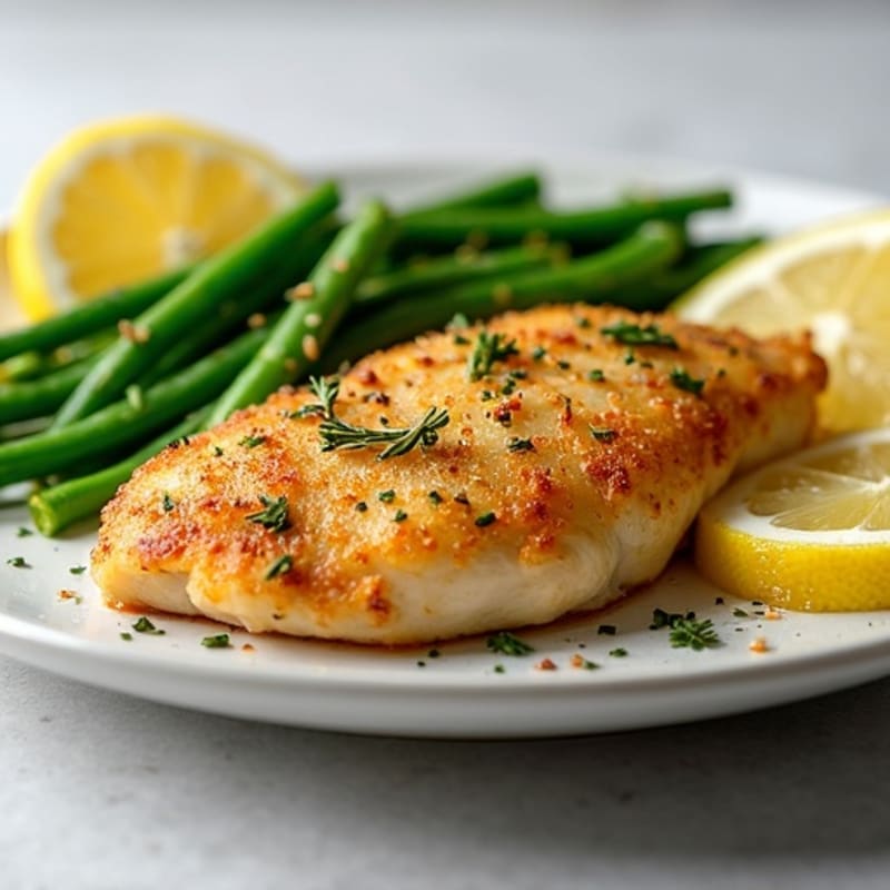 Crispy Lemon Herb Chicken with Roasted Green Beans