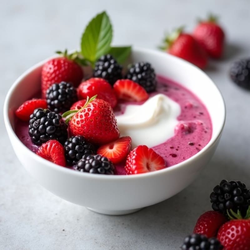 Silky Protein Yogurt Bowl with Mixed Berries