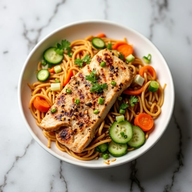 Chicken and Crispy Veggie Cold Sesame Noodles