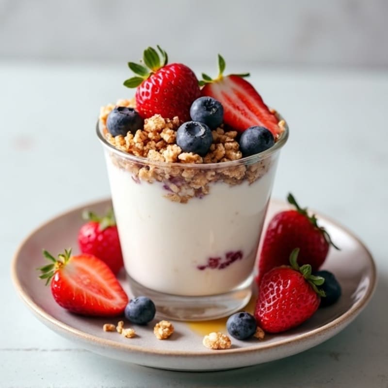 Greek Yogurt Protein Parfait with Mixed Berries and Almonds
