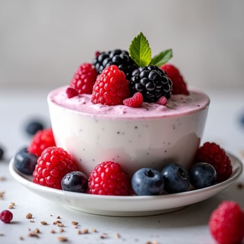 Greek Yogurt Protein Mousse with Mixed Berries