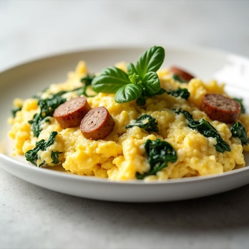Egg White Scramble with Spinach and Turkey Sausage
