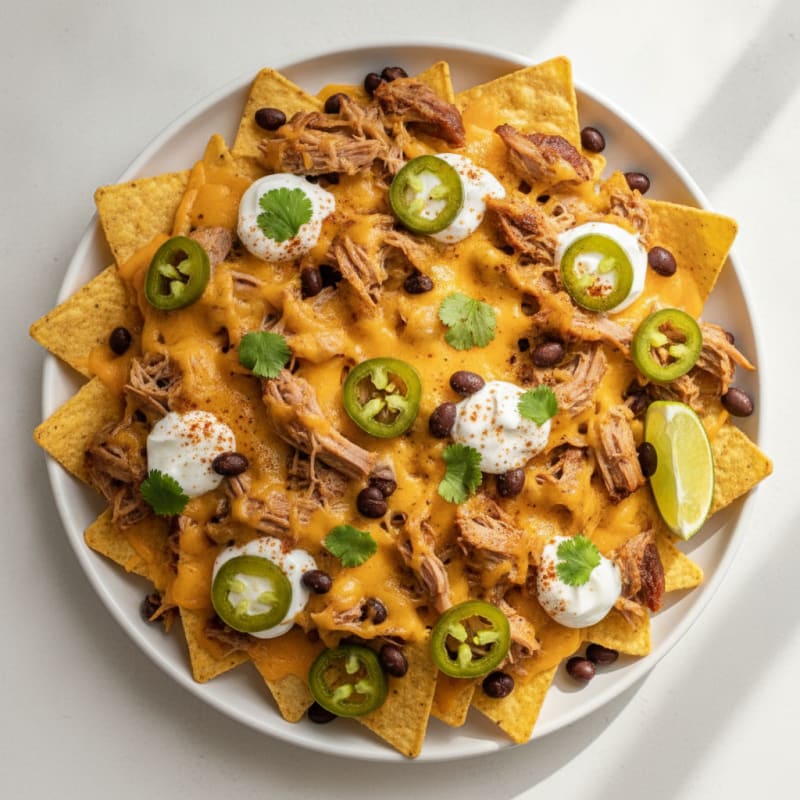 Pulled Pork Nachos with Pickled Jalapeños