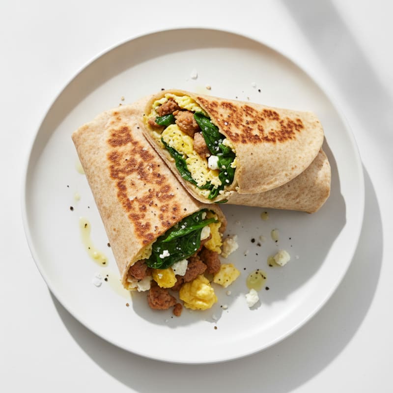 Feta and Spinach Breakfast Wrap