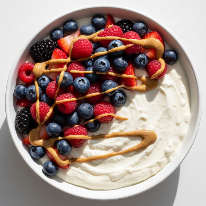 Greek Yogurt Protein Pudding with Mixed Berries