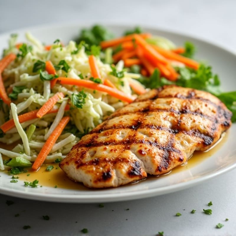 Grilled Chicken Breast with Crunchy Cabbage Slaw