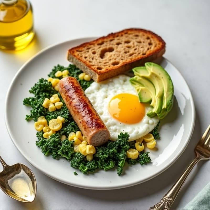 Egg White Spinach Scramble with Turkey Sausage