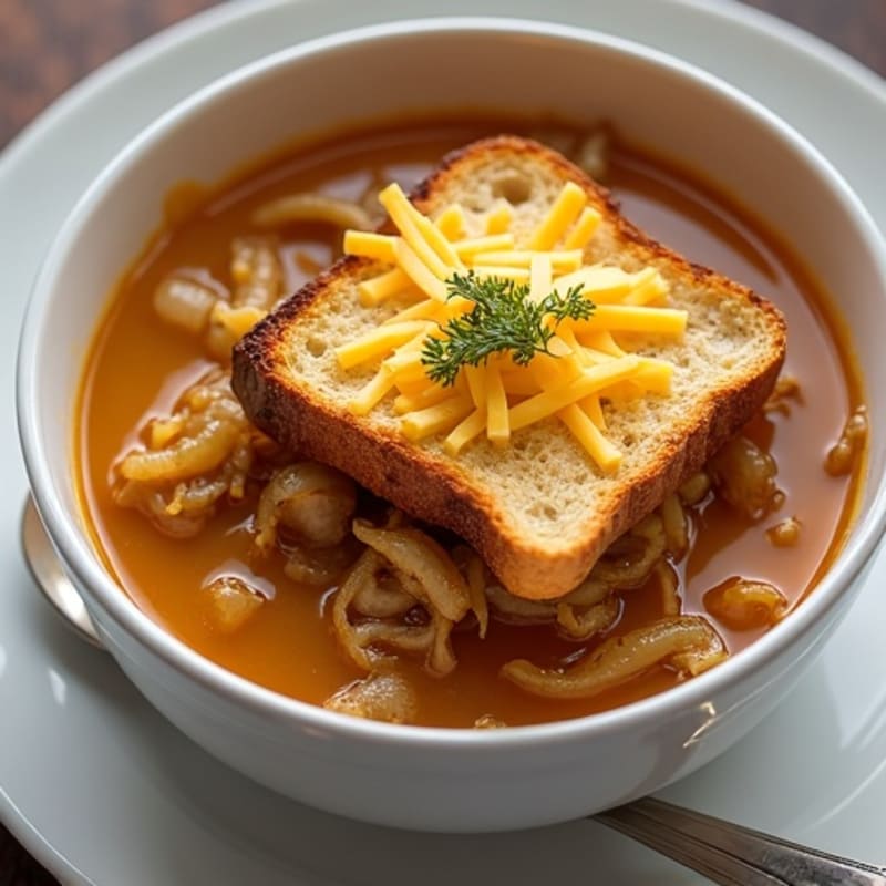 Hearty Caramelized Onion Soup with Cheesy Toast
