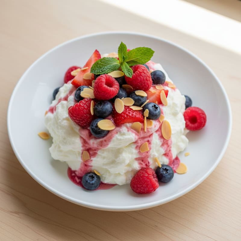 Greek Yogurt Protein Mousse with Mixed Berries