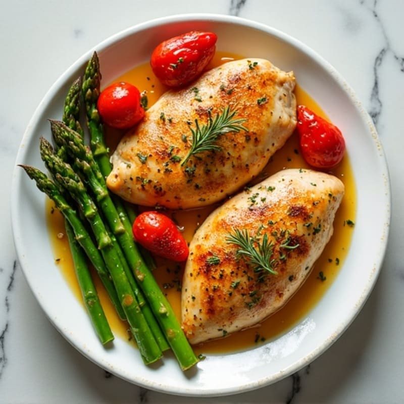 Sheet Pan Lemon Herb Chicken with Roasted Asparagus and Bell Peppers