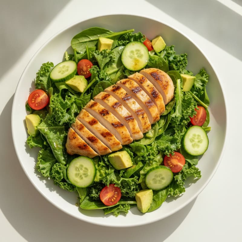 Grilled Chicken Breast Salad with Mixed Greens and Lemon Vinaigrette