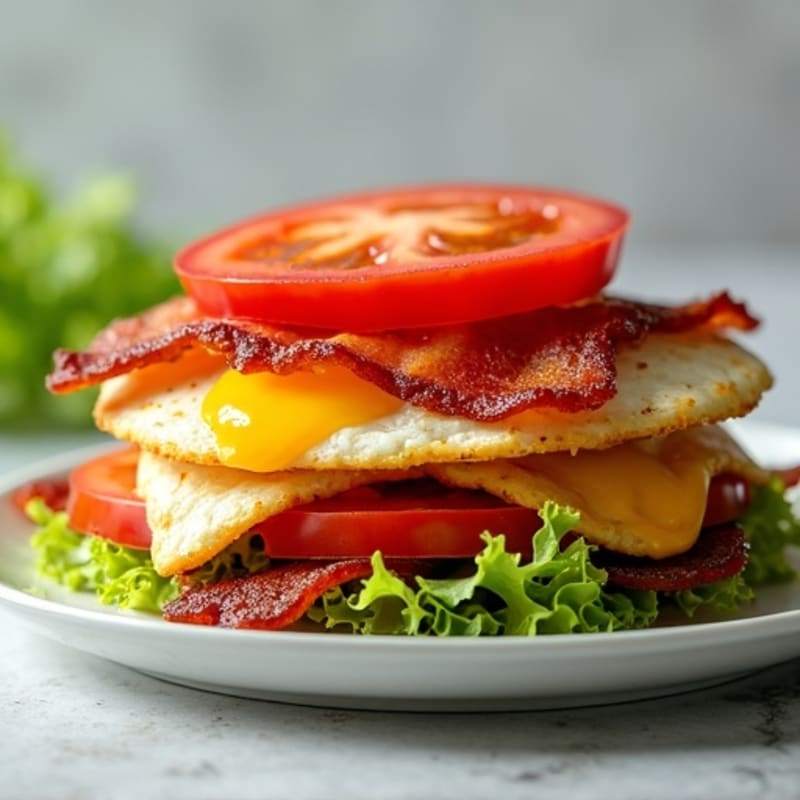 Crispy Turkey Bacon Lettuce Tomato Stack