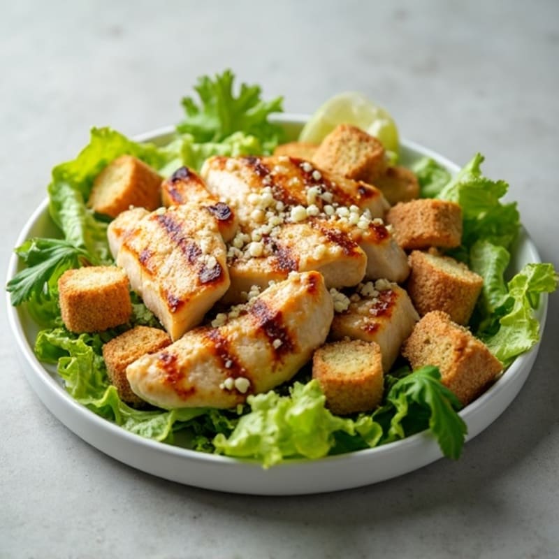 Grilled Chicken Caesar Salad with Crispy Romaine