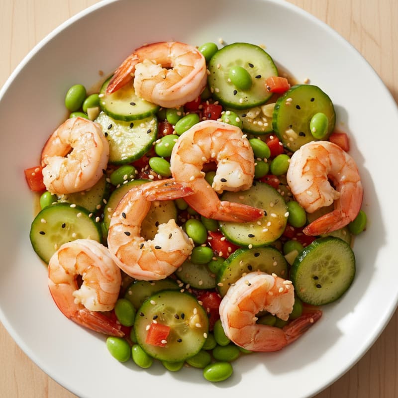 Shrimp and Edamame Cucumber Salad