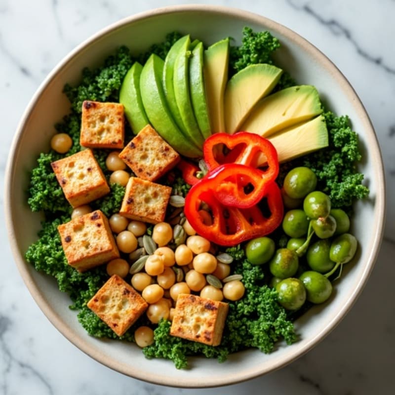Crunchy Avocado Kale Bowl with Citrus Dressing