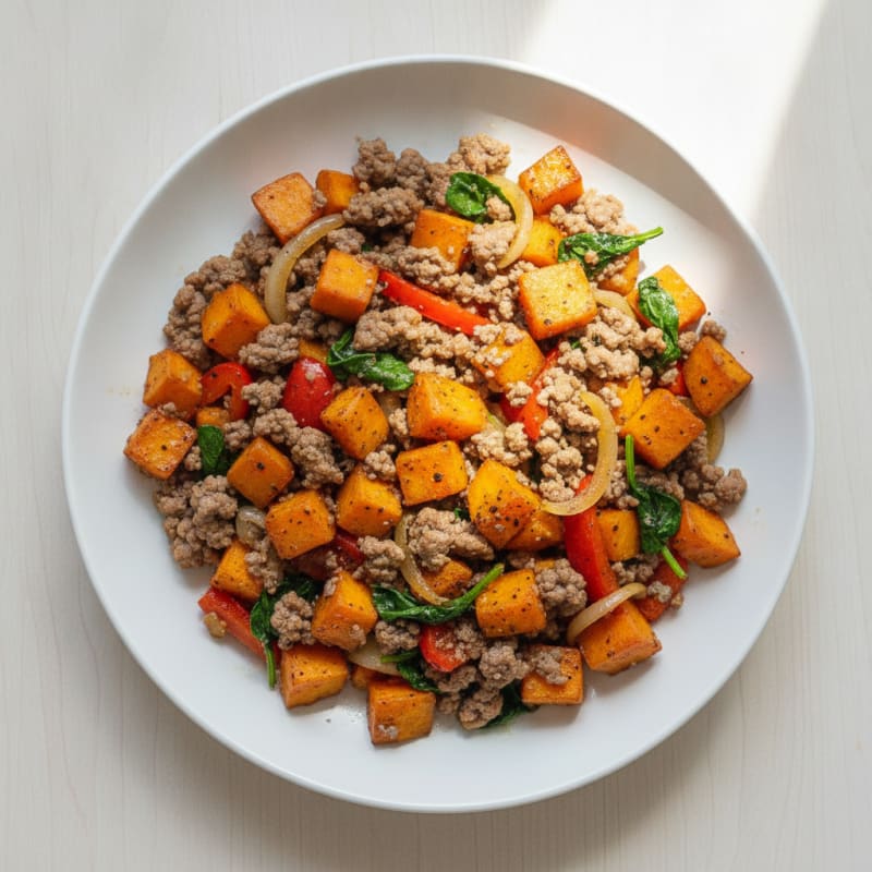 Sweet Potato Ground Beef Skillet