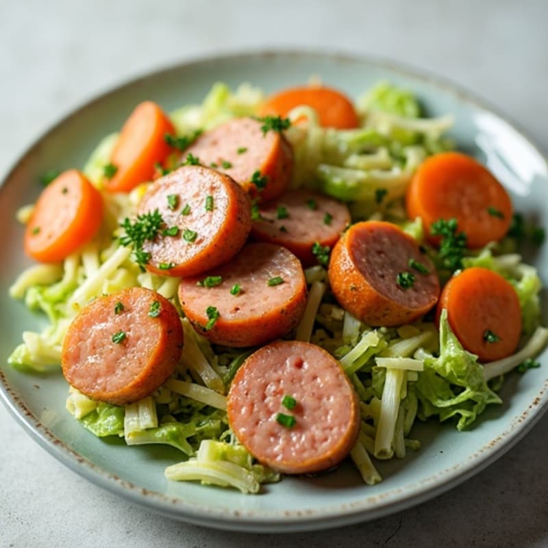 Lean Turkey-Wrapped Chicken Sausage with Fresh Herb Slaw