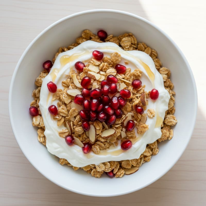High-Protein Greek Yogurt and Almond Crumble Parfait