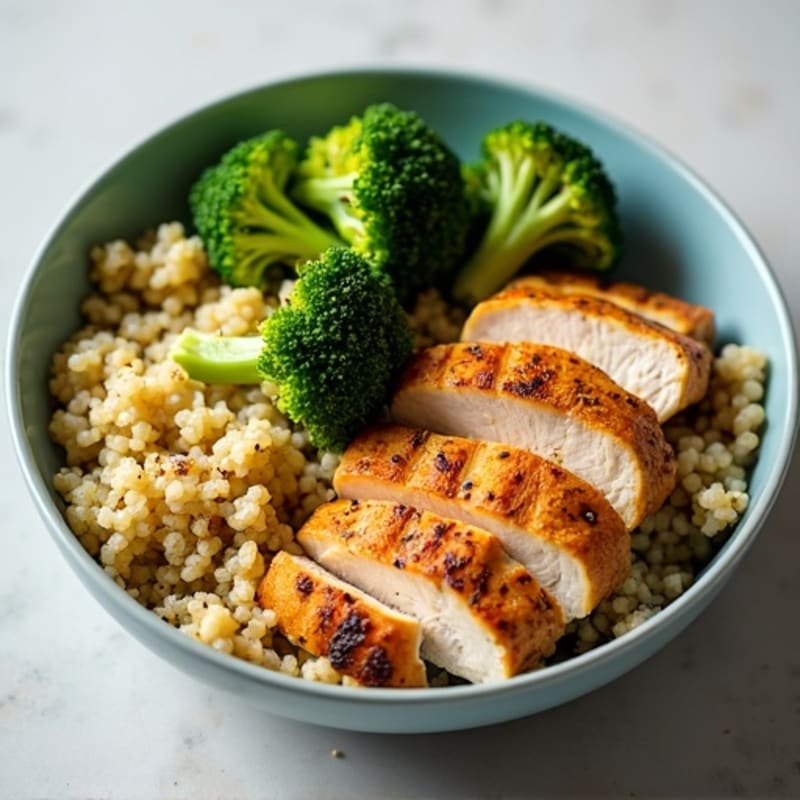 Grilled Chicken and Quinoa Bowl with Roasted Broccoli