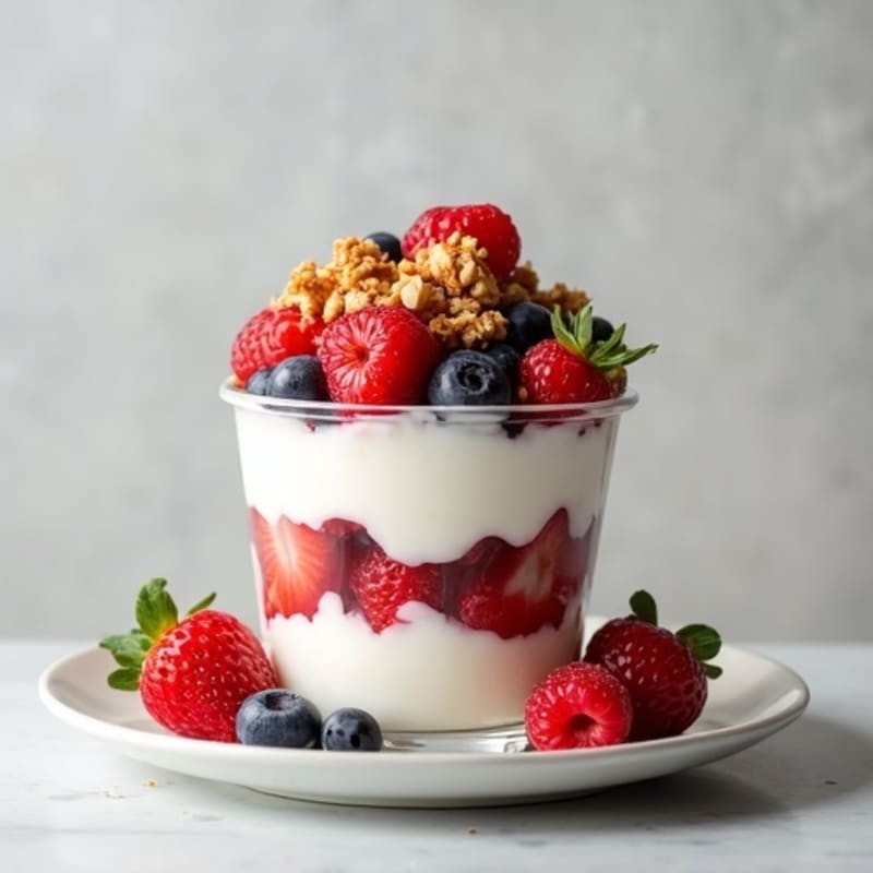 Greek Yogurt Parfait with Mixed Berries and Crunchy Almond Granola