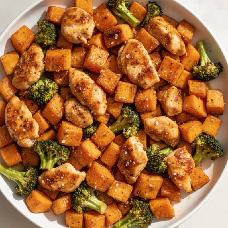 Sheet Pan Honey-Garlic Chicken and Sweet Potatoes