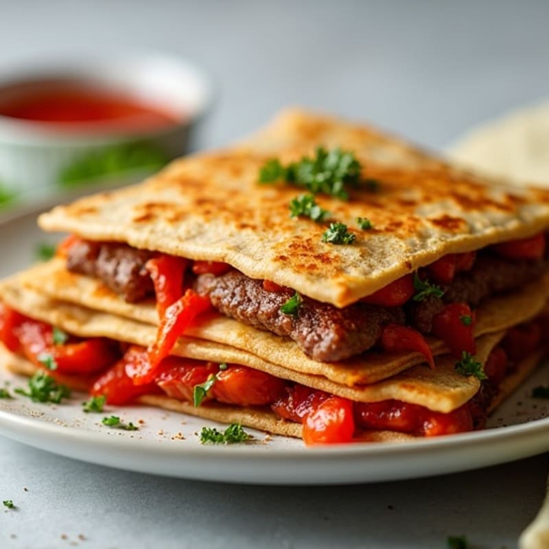 Crispy Baked Steak and Bell Pepper Quesadillas