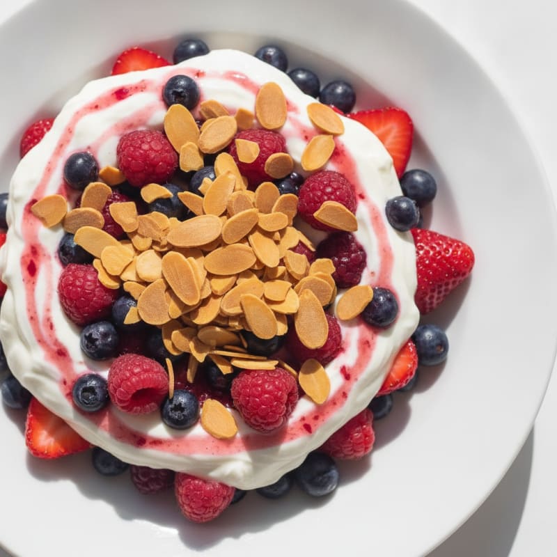 Greek Yogurt Protein Parfait with Berries and Almonds