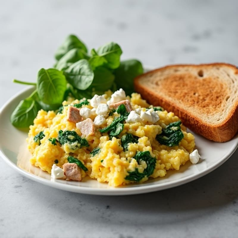 Egg White Spinach Scramble with Turkey Breast