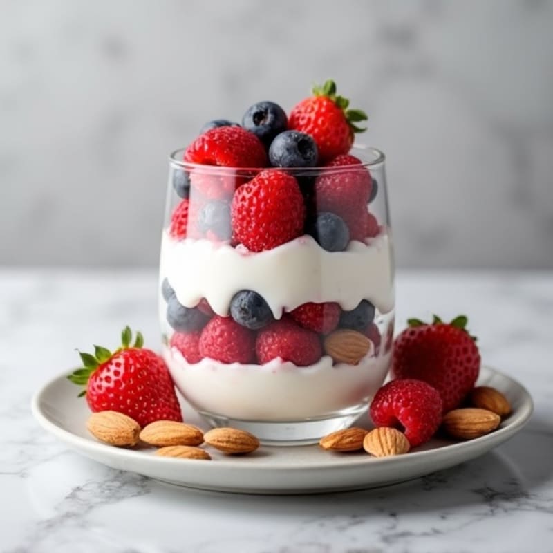 Greek Yogurt Protein Parfait with Berries and Almonds