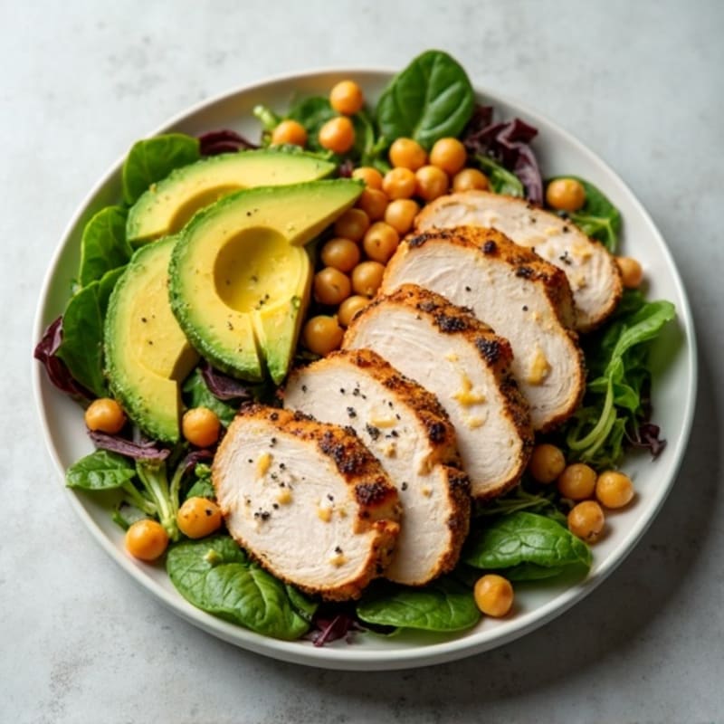 Grilled Turkey Breast Salad with Chickpeas and Lemon-Tahini Dressing
