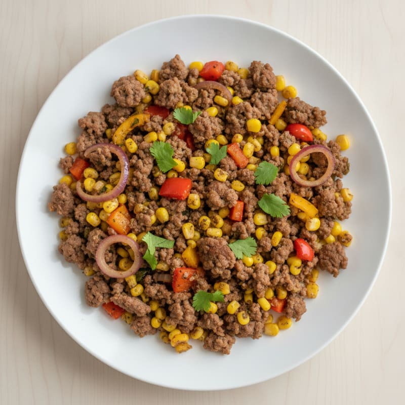 Bison & Corn Skillet with Bell Peppers