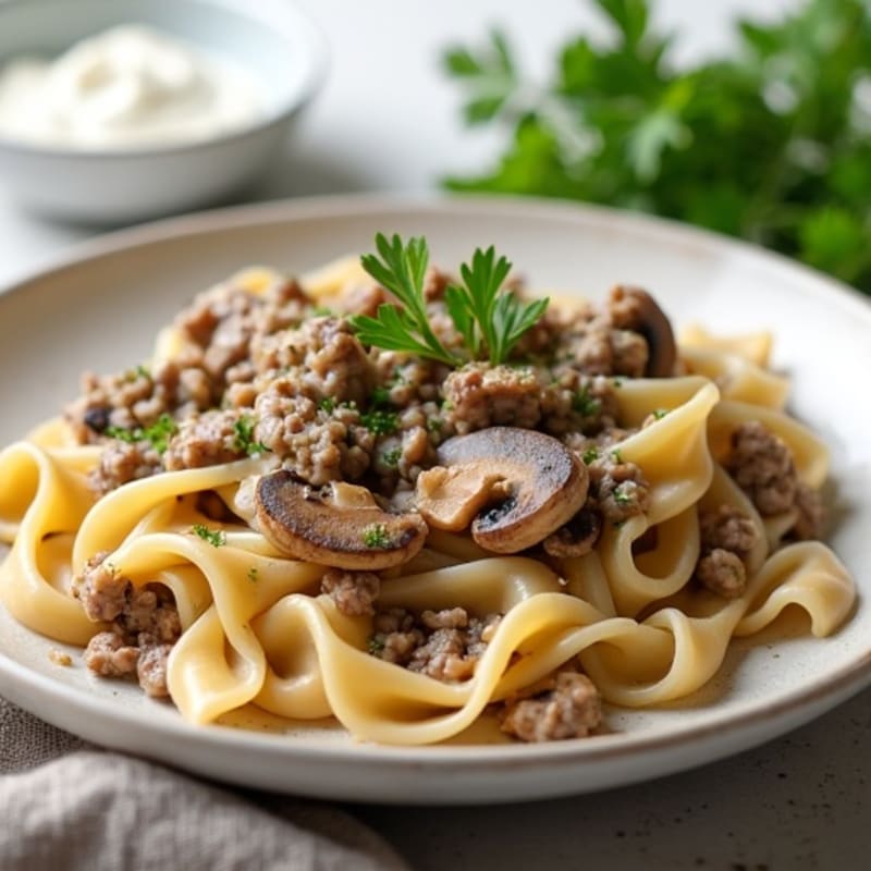 Lean Beef and Mushroom Creamy Pasta