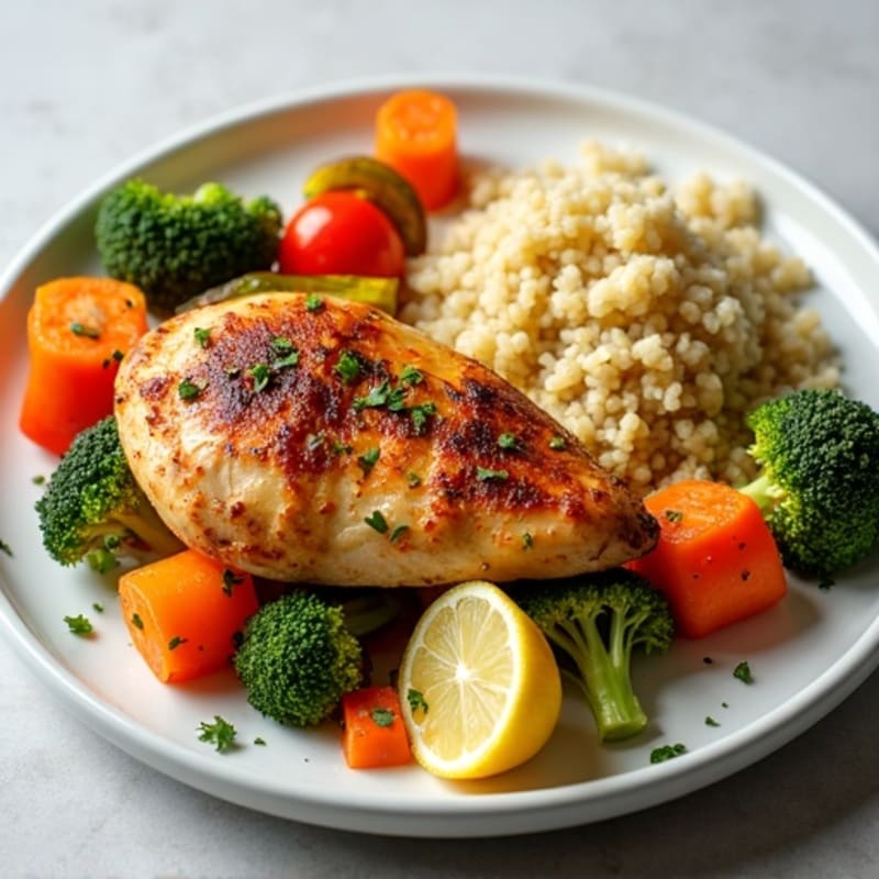 Crispy Lemon Herb Roasted Chicken and Fresh Roasted Vegetables